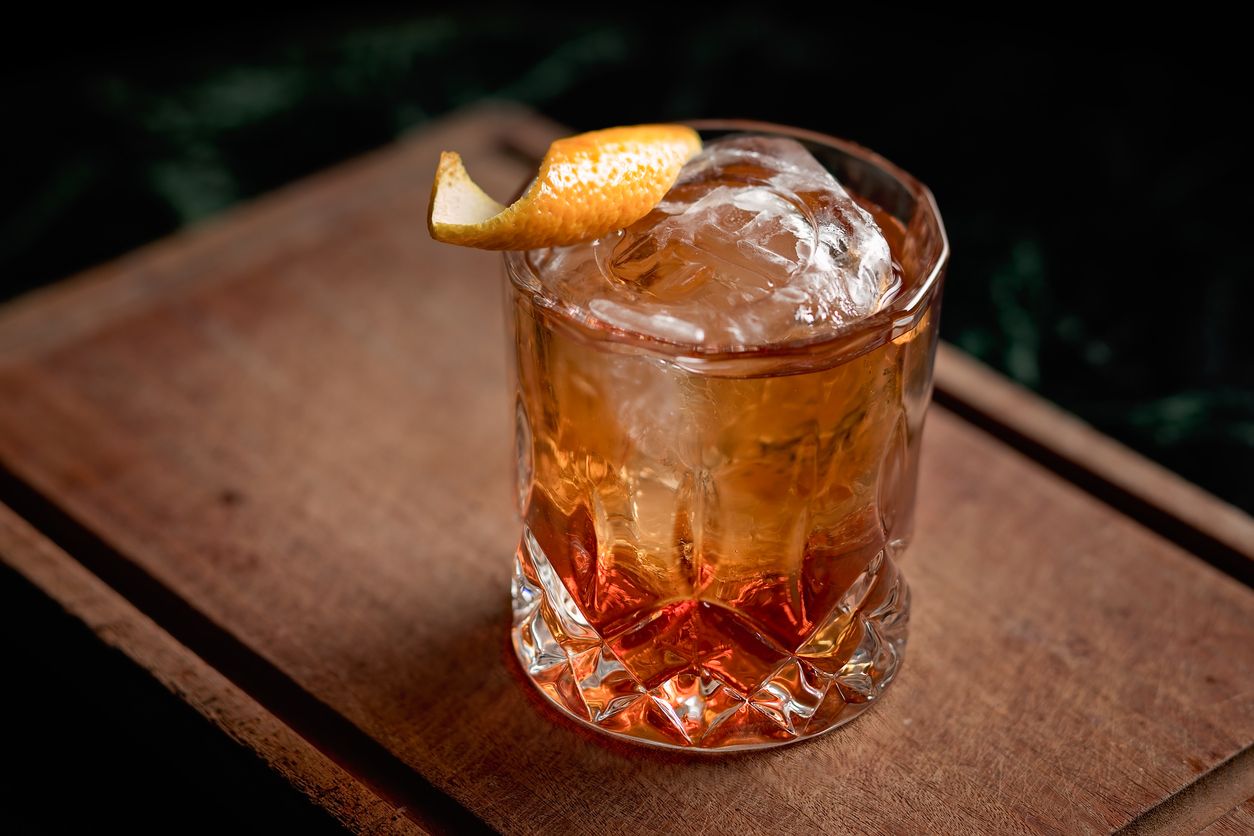 Old-Fashioned cocktail served at Rooh Nashville inside Holiday Inn Nashville Airport